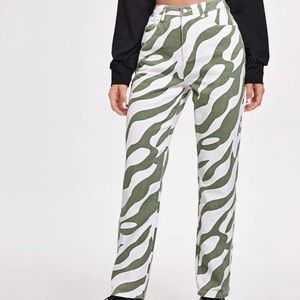 White Jeans Zebra-print pattern pants
